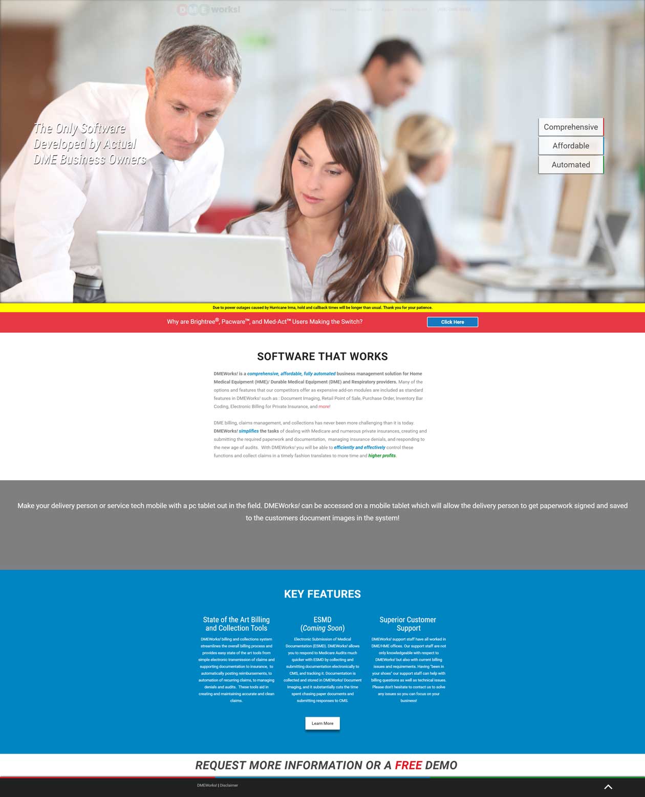 DME Work's very business facing and frumpy website
